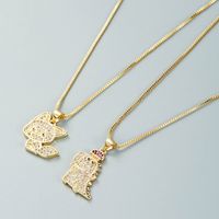 Fashion Copper-plated Real Gold Micro-inlaid Zircon Small Animal Cute Pendant Necklace main image 3