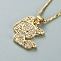 Fashion Copper-plated Real Gold Micro-inlaid Zircon Small Animal Cute Pendant Necklace main image 5