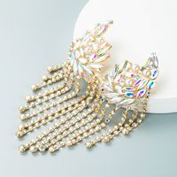 S925 Silver Needle Fashion Creative Metal Chain Long Tassel Pearl Earrings main image 3