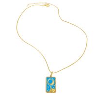 Tarot Necklace Copper Plated 18k Gold Fashion Retro Oil Painting Pendant Necklace main image 6