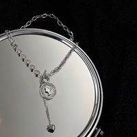 Retro Portrait Love Ot Stitching Diamond Necklace Personality Titanium Steel Clavicle Chain main image 4
