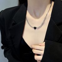 European And American Black Heart Necklace Female Fashion Personality Titanium Steel Necklace Wholesale main image 3