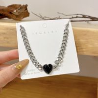 European And American Black Heart Necklace Female Fashion Personality Titanium Steel Necklace Wholesale main image 4