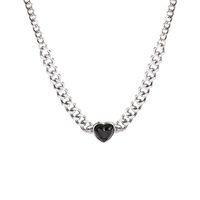 European And American Black Heart Necklace Female Fashion Personality Titanium Steel Necklace Wholesale main image 6