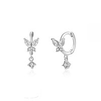 European And American S925 Silver Needle Inlaid Zircon Butterfly Ear Buckle sku image 2