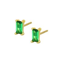 Europe And America Cross Border Sterling Silver Needle Multi-color Zircon Stud Earrings Women's Simple Small Square Fashion All-match Silver Ear Studs sku image 5