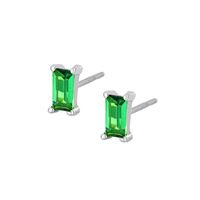 Europe And America Cross Border Sterling Silver Needle Multi-color Zircon Stud Earrings Women's Simple Small Square Fashion All-match Silver Ear Studs sku image 6