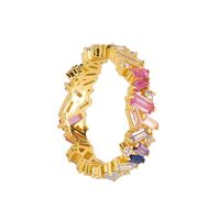Cross-border Hot Selling Color Zircon Copper Ring Female Ins Wind Net Red Retro Color Irregular Zircon Ring 18k Bracelet sku image 1