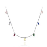 S925 Sterling Silver Fashion Simple Color Zircon Necklace Accessories sku image 2