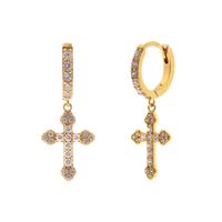 European And American Geometric Cross Earrings Cross-border Hot Sale Diamond-studded Copper Earrings sku image 1
