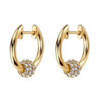Cross-border Hot Sterling Silver Needle Personality Inlaid Zircon Ball Earrings Women's Fashion All-match Elegant Earrings Ear Clips Earrings sku image 2