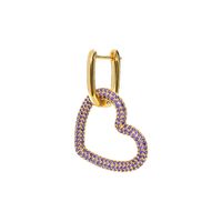 European And American Small Fragrance Fashion Full Diamond Heart-shaped Hollow Copper Earrings sku image 1