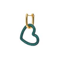 European And American Small Fragrance Fashion Full Diamond Heart-shaped Hollow Copper Earrings sku image 3