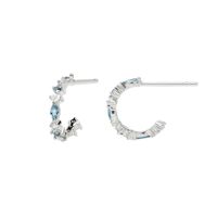 European And American S925 Silver Needle Inlaid With Color Zircon C-shaped Earrings sku image 2