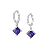 Ins White/purple Square Zircon Pendant Sterling Silver Needle Hoop Earrings For Women Europe And America Cross Border Round Studs sku image 4