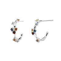 Micro-inlaid Irregular Colored Zircon Earrings Fashion C-shaped Ear Hoop Earrings sku image 2