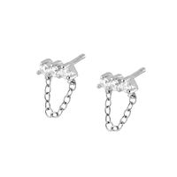 Korean Style Simple Three Zircon Hanging Ear Chain Earrings Temperament Party Ear Jewelry sku image 2