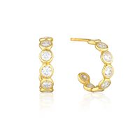 Cross-border Sterling Silver Needle Inlaid Round Zircon Stud Earrings Women's Simple All-match C- Shaped Niche Elegant Earrings Cold Style sku image 1