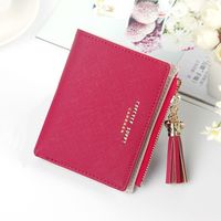 Nueva Cartera Para Mujer Hengshang Estilo Coreano Corto Moda Vertical Cruz Patrón Borla Cremallera Monedero Una Pieza Dropshipping sku image 5