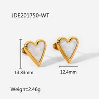 1 Pair Fashion Heart Plating Inlay Stainless Steel Shell Gold Plated Ear Studs sku image 3