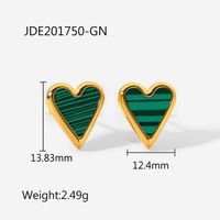 1 Pair Fashion Heart Plating Inlay Stainless Steel Shell Gold Plated Ear Studs sku image 1