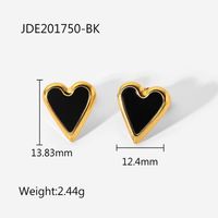 1 Pair Fashion Heart Plating Inlay Stainless Steel Shell Gold Plated Ear Studs sku image 2