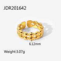 18 Karat Gold Edelstahl Ring Doppel Oval Erbsen Offener Ring Mode Ring Unabhängige Verpackung sku image 1