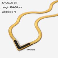 Collar De Oro De 18k De Acero Inoxidable Con Cadena Plana De Serpiente En Forma De V sku image 1