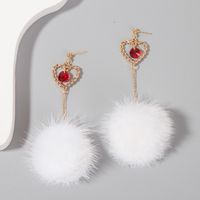 Ins Simple Cute Long Autumn And Winter Plush Earrings European And American Foreign Trade Creative Personality Ornament sku image 1