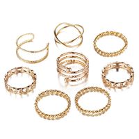 New Simple Alloy Joint Ring Set Creative Retro Multi-layer Cross Opening Twist Love Ring Wholesale sku image 4