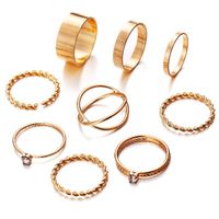 New Simple Alloy Joint Ring Set Creative Retro Multi-layer Cross Opening Twist Love Ring Wholesale sku image 6