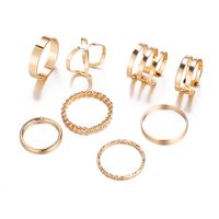 New Simple Alloy Joint Ring Set Creative Retro Multi-layer Cross Opening Twist Love Ring Wholesale sku image 2