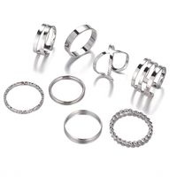 New Simple Alloy Joint Ring Set Creative Retro Multi-layer Cross Opening Twist Love Ring Wholesale sku image 3
