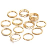 New Simple Alloy Joint Ring Set Creative Retro Multi-layer Cross Opening Twist Love Ring Wholesale sku image 8