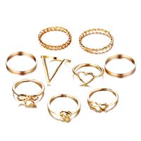 New Simple Alloy Joint Ring Set Creative Retro Multi-layer Cross Opening Twist Love Ring Wholesale sku image 9