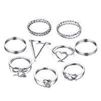 New Simple Alloy Joint Ring Set Creative Retro Multi-layer Cross Opening Twist Love Ring Wholesale sku image 10