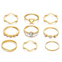 New Simple Alloy Joint Ring Set Creative Retro Multi-layer Cross Opening Twist Love Ring Wholesale sku image 11