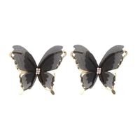 Boucles D&#39;oreilles Papillon Noir Et Blanc Design En Tulle Rétro sku image 2