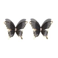 Pendientes De Mariposa En Blanco Y Negro Con Diseño De Tul Retro sku image 2