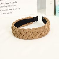 European And American New Style Solid Color Braided Wide Brim Press Hair Wash Headband Wholesale sku image 2