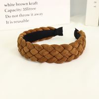 European And American New Style Solid Color Braided Wide Brim Press Hair Wash Headband Wholesale sku image 4