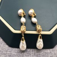 Fashion White Pearl Retro Water Drop Earrings sku image 6