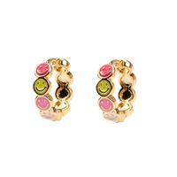 European And American New Smiley Face Enamel Earrings Women Ins Simple Fashion Circle Copper Plated Gold Earrings Factory In Stock sku image 1