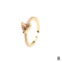 Micro Inlaid Zircon Love Horse Eye Ring Female Ins Fresh Water Drop Open Ring Personality Twin Ring In Stock Wholesale sku image 4