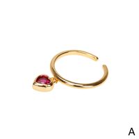 Micro Heart-shaped Zircon Ring Female Fashion Design Ins Index Finger Ring Simple Gold Plated Copper Ring Open Ring Wholesale sku image 1