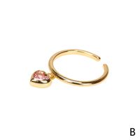 Micro Heart-shaped Zircon Ring Female Fashion Design Ins Index Finger Ring Simple Gold Plated Copper Ring Open Ring Wholesale sku image 2