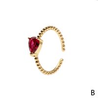 Copper 18K Gold Plated IG Style Solid Color Commute Inlay Water Droplets Heart Shape Rectangle Zircon Open Rings sku image 13