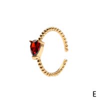 Copper 18K Gold Plated IG Style Solid Color Commute Inlay Water Droplets Heart Shape Rectangle Zircon Open Rings sku image 16