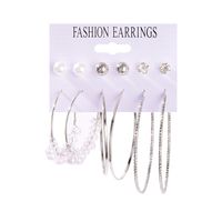 Hollow Leaf Geometric Heart Metal Ear Hoop Earrings 6-piece Set sku image 7