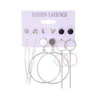 Hollow Leaf Geometric Heart Metal Ear Hoop Earrings 6-piece Set sku image 1